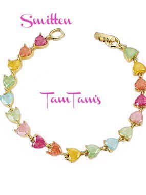 Park Lane SPARKLE BOX - Smitten Colorful Heart Charm Tennis Bracelet